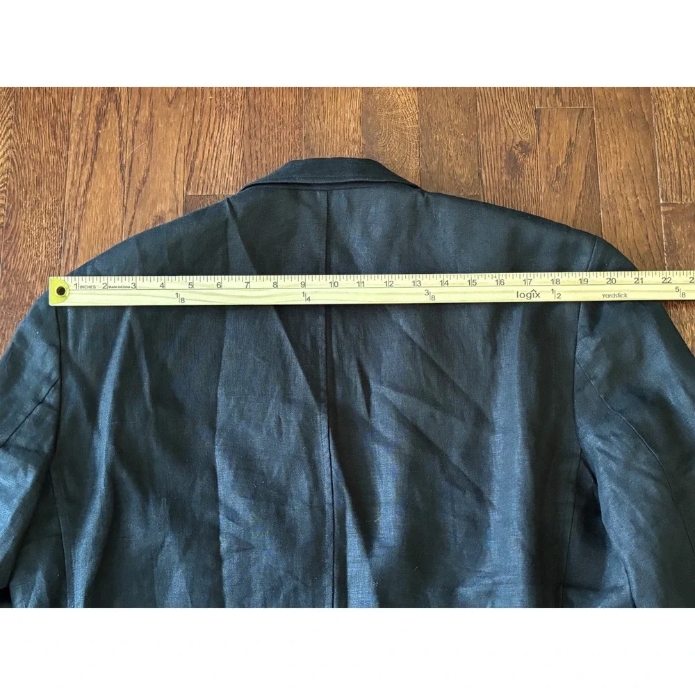 Alan Flusser Mens Black 100% Linen 2-Button Sport Coat Blazer Jacket Large